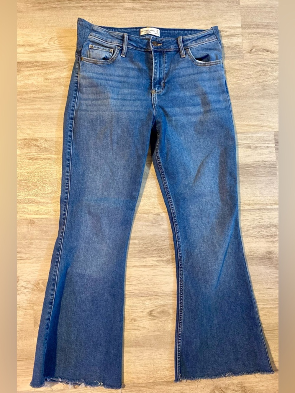 Abercrombie & Fitch The Flare Dark Blue Jeans with frayed hem